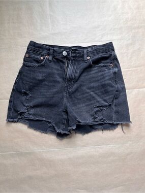 American Eagle Outfitters Black Distressed Denim Shorts
